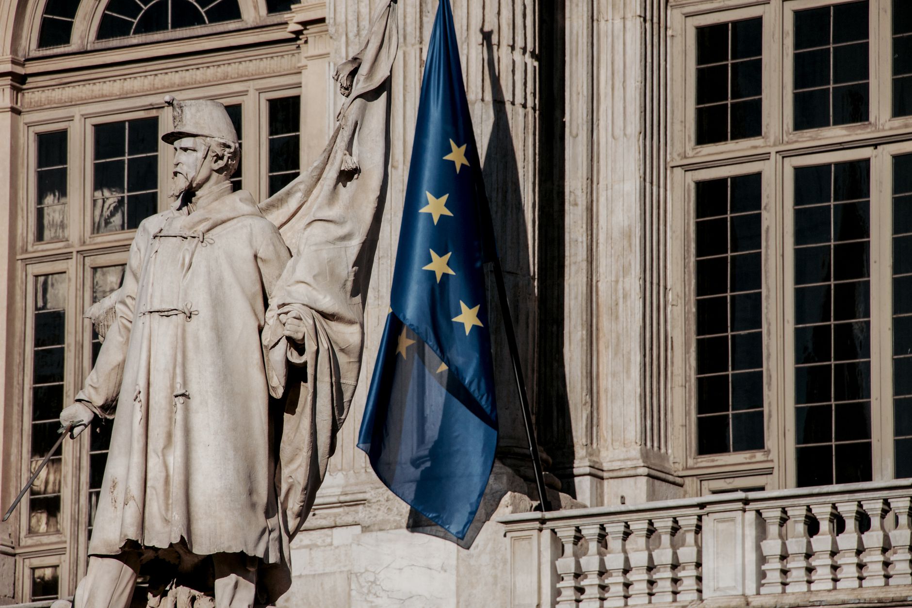 European Union flag historic building